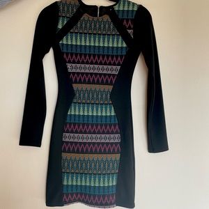 Colorful bodycon Long sleeves mini dress